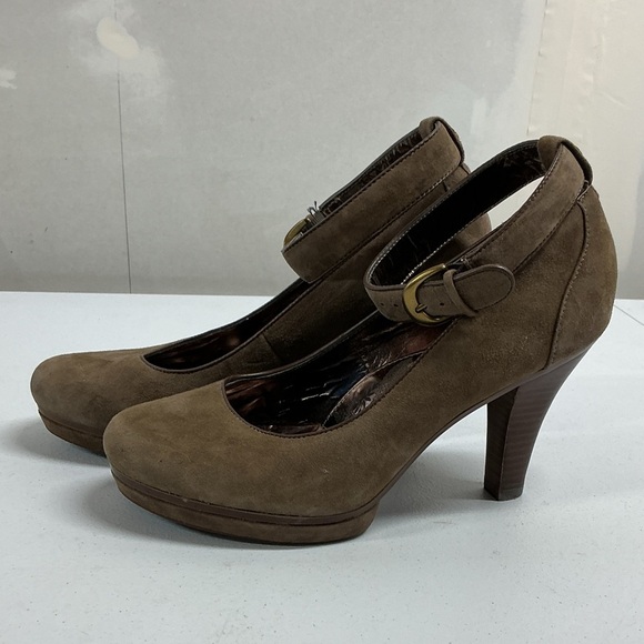 Söfft Brown Suede Mary Jane Platform Heels Size 9.5 Comfort Ankle Strap Pumps - Picture 4 of 7